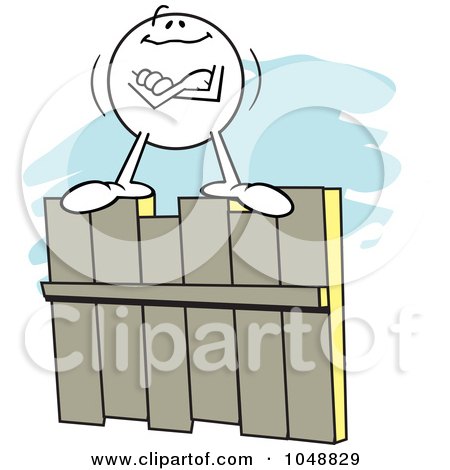 Royalty-Free (RF) Clip Art Illustration of a Confident Moodie Character On A Fence by Johnny Sajem