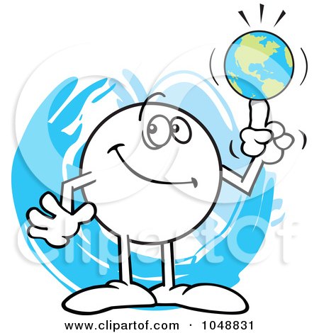 Royalty-Free (RF) Clip Art Illustration of a Moodie Character Spinning A Small World by Johnny Sajem