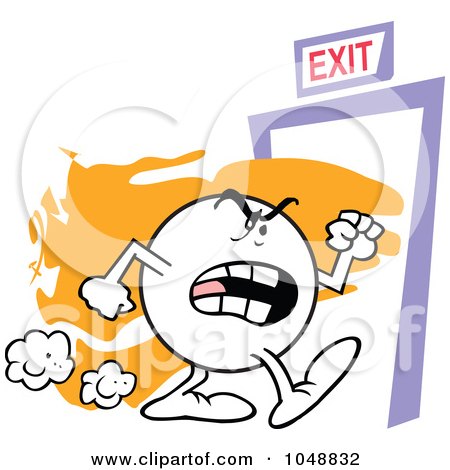 Royalty-Free (RF) Clip Art Illustration of a Moodie Character Making A Ferocious Exit by Johnny Sajem