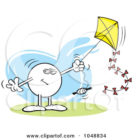 Royalty-Free (RF) Clip Art Illustration of a Sinister Moodie Character Flying A Kite by Johnny Sajem