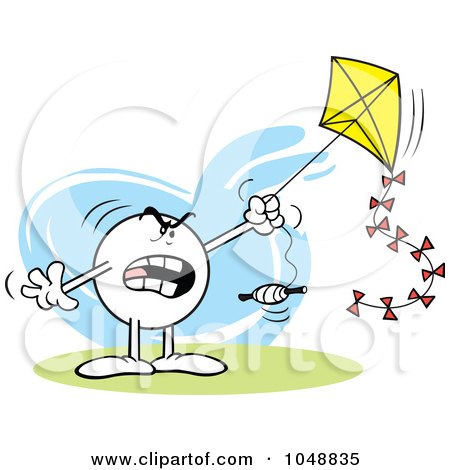 Royalty-Free (RF) Clip Art Illustration of an Angry Moodie Character Flying A Kite by Johnny Sajem