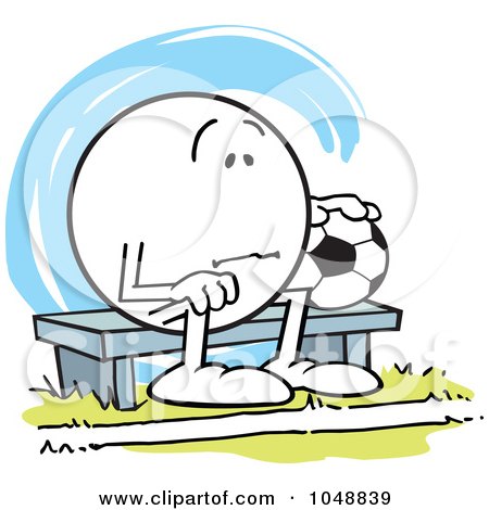 Royalty-Free (RF) Clip Art Illustration of an Moodie Character Soccer Bench Warmer Sulking by Johnny Sajem