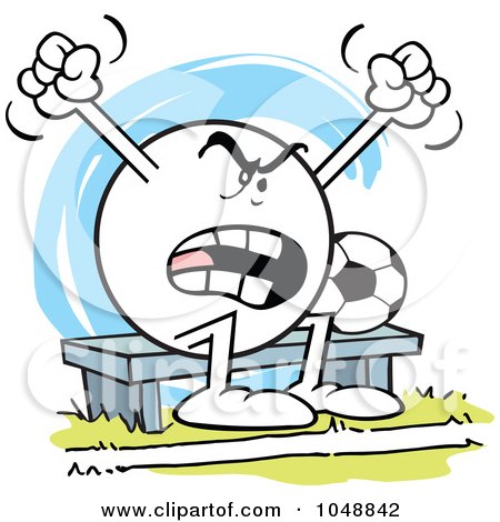 Royalty-Free (RF) Clip Art Illustration of an Moodie Character Soccer Bench Woarmer Complaining by Johnny Sajem
