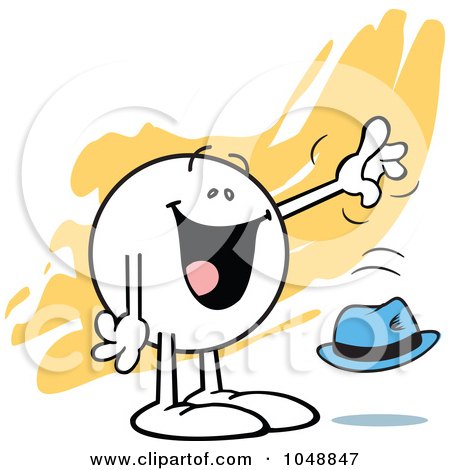 Royalty-Free (RF) Clip Art Illustration of a Moodie Character Happily Dropping A Hat by Johnny Sajem