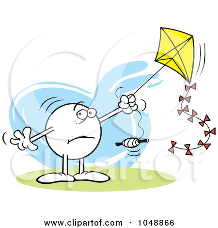 Royalty-Free (RF) Clip Art Illustration of a Distraught Moodie Character Flying A Kite by Johnny Sajem