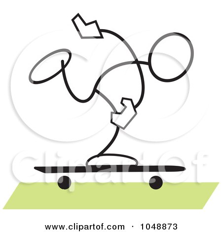 Royalty-Free (RF) Clip Art Illustration of a Stickler Skater Over Green by Johnny Sajem