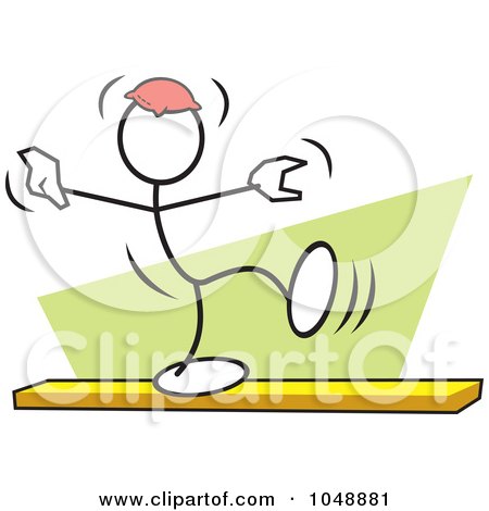 Royalty-Free (RF) Clip Art Illustration of a Stickler Balancing A Bean Bag On His Head On A Beam Over Green by Johnny Sajem