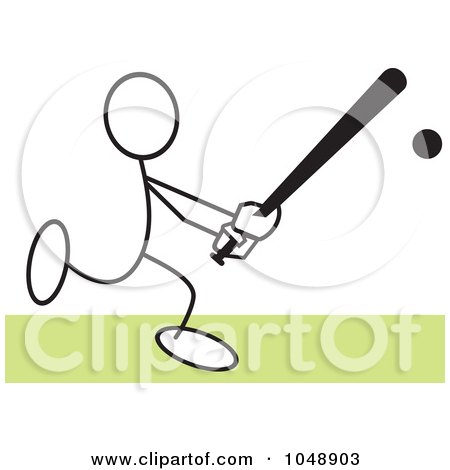Royalty-Free (RF) Clip Art Illustration of a Stickler Playing Baseball Over Green by Johnny Sajem