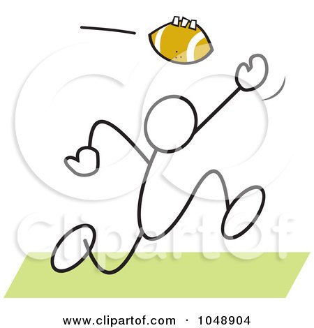Royalty-Free (RF) Clip Art Illustration of a Stickler Catching A Football Over Green by Johnny Sajem