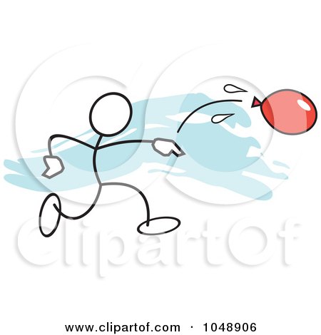 Royalty-Free (RF) Clip Art Illustration of a Stickler Throwing A Water Balloon Over Blue by Johnny Sajem