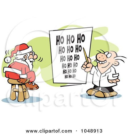 Royalty-Free (RF) Clip Art Illustration of Santa Taking An Eye Exam by Johnny Sajem
