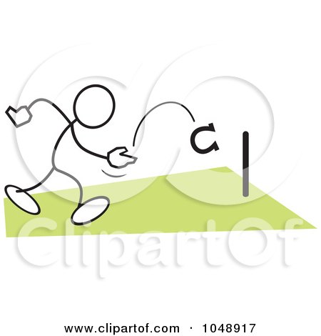 Royalty-Free (RF) Clip Art Illustration of a Stickler Playing Horse Shoes Over Green by Johnny Sajem