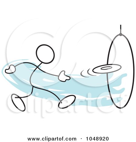 Royalty-Free (RF) Clip Art Illustration of a Stickler Throwing A Frisbee Through A Hoop by Johnny Sajem