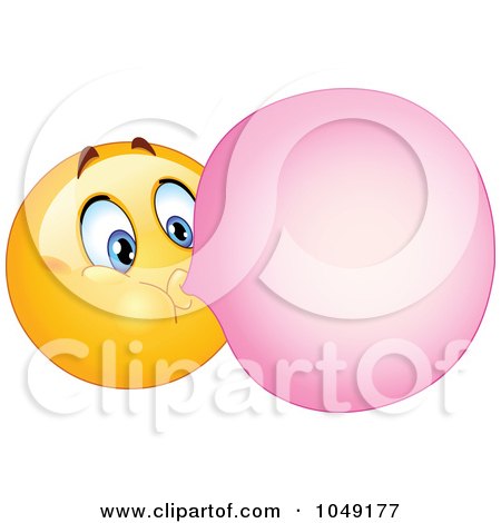 Royalty-Free (RF) Clip Art Illustration of a Smiley Emoticon Blowing Bubble Gum by yayayoyo