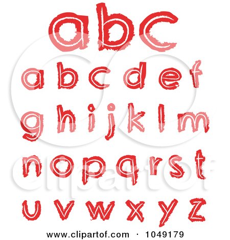 Royalty-Free (RF) Clip Art Illustration of a Digital Collage Of Red Hand Drawn Lowercase Letters by yayayoyo