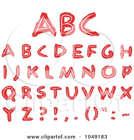 Royalty-Free (RF) Clip Art Illustration of a Digital Collage Of Red Hand Drawn Capital Letters by yayayoyo
