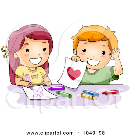 Royalty-Free (RF) Clip Art Illustration of a Valentine Cartoon Couple Drawing by BNP Design Studio