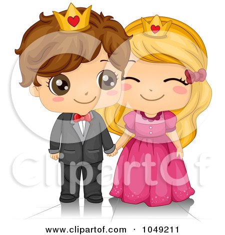 Royalty-Free (RF) Clip Art Illustration of a Valentine Cartoon Couple Touching Noses by BNP Design Studio