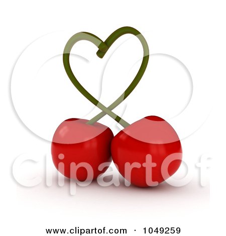 Royalty-Free (RF) Clip Art Illustration of 3d Cherries Forming A Heart With The Stems by BNP Design Studio