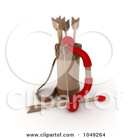 Royalty-Free (RF) Clip Art Illustration of Cupid's 3d Bow And Arrows by BNP Design Studio