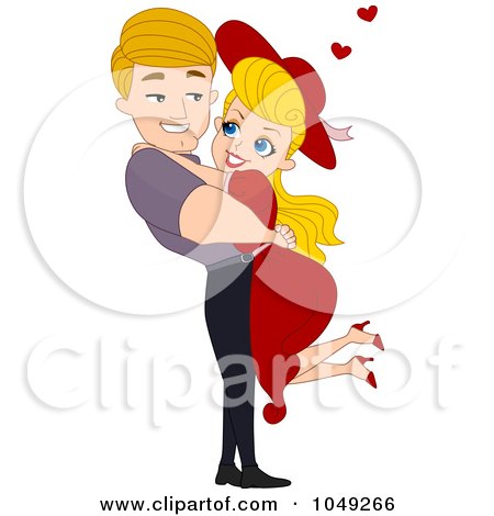 Royalty-Free (RF) Clip Art Illustration of an Adult Valentine Couple Hugging by BNP Design Studio