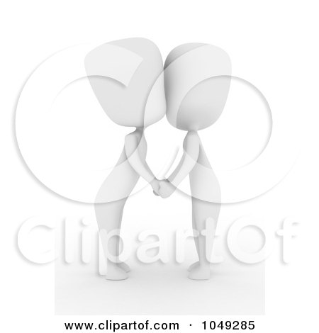 Royalty-Free (RF) Clip Art Illustration of a 3d Ivory White Couple Smooching by BNP Design Studio