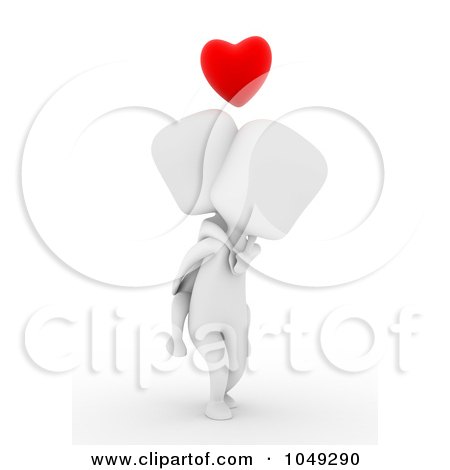 Royalty-Free (RF) Clip Art Illustration of a 3d Ivory White Man Carrying His Girlfriend On His Back by BNP Design Studio