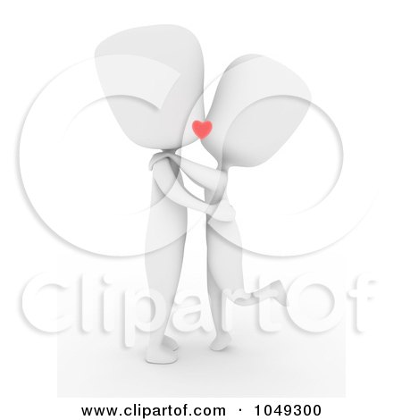 Royalty-Free (RF) Clip Art Illustration of a 3d Ivory White Couple Kissing by BNP Design Studio