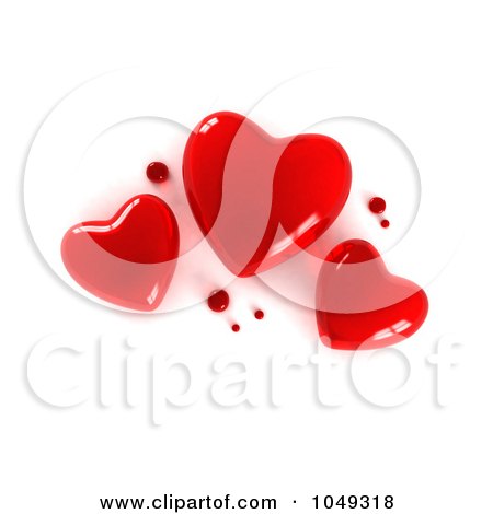 Royalty-Free (RF) Clip Art Illustration of 3d Red Hearts And Dots by BNP Design Studio