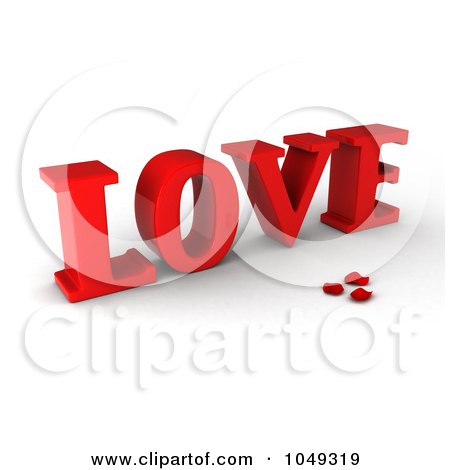 Royalty-Free (RF) Clip Art Illustration of a 3d Word Love With Rose Petals by BNP Design Studio