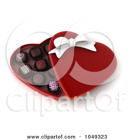 Royalty-Free (RF) Clip Art Illustration of a 3d Heart Box Of Valentine Chocolates by BNP Design Studio