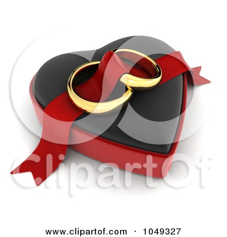 Royalty-Free (RF) Clip Art Illustration of 3d Wedding Bands On A Heart Box by BNP Design Studio
