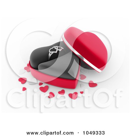 Royalty-Free (RF) Clip Art Illustration of a 3d Heart Box With A Silver Ring by BNP Design Studio