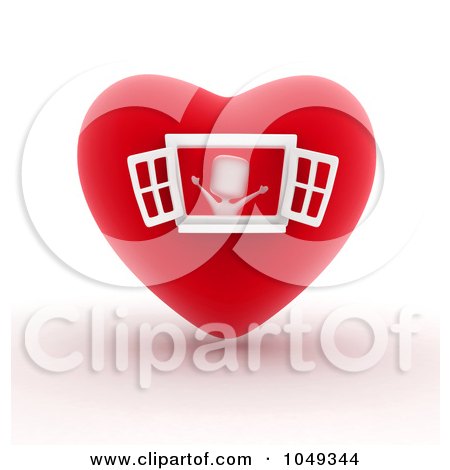 Royalty-Free (RF) Clip Art Illustration of a 3d Ivory White Person In A Heart House by BNP Design Studio