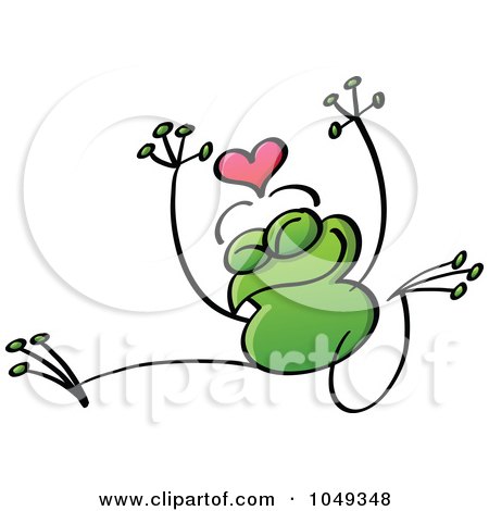 Royalty-Free (RF) Clip Art Illustration of a Valentine Frog In Love - 4 by Zooco
