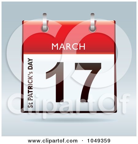 Royalty-Free (RF) Clip Art Illustration of a 3d Red St Patricks Day March 17 Flip Desk Calendar by michaeltravers