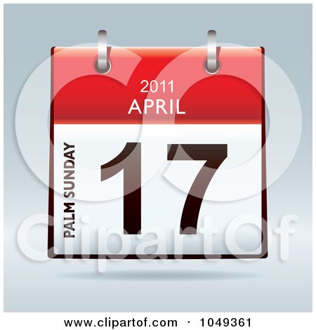 Royalty-Free (RF) Clip Art Illustration of a 3d Palm Sunday April 17 Flip Desk Calendar by michaeltravers
