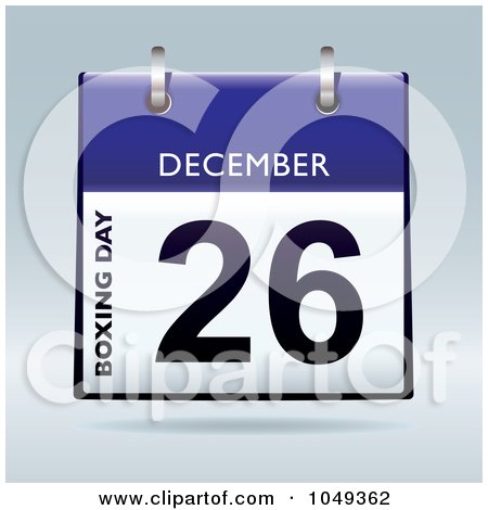 Royalty-Free (RF) Clip Art Illustration of a 3d Boxing Day December 26 Flip Desk Calendar by michaeltravers