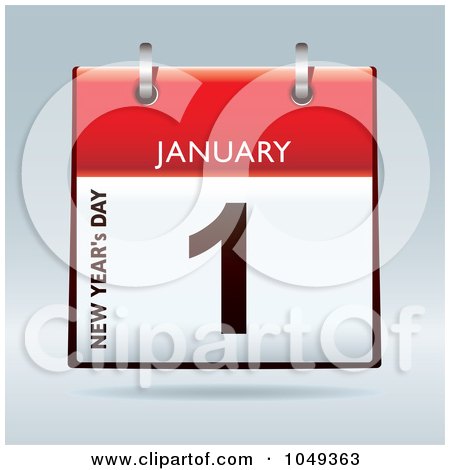 Royalty-Free (RF) Clip Art Illustration of a 3d January First New Years Day Flip Desk Calendar by michaeltravers