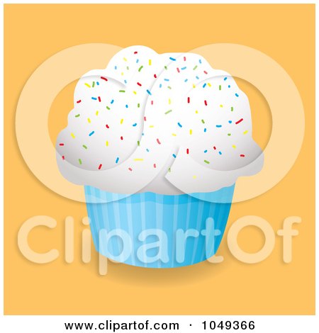 Royalty-Free (RF) Clip Art Illustration of a Sprinkled Cupcake On Orange by michaeltravers