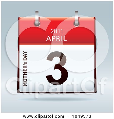 Royalty-Free (RF) Clip Art Illustration of a 3d Mothers Day April 3 Flip Desk Calendar by michaeltravers