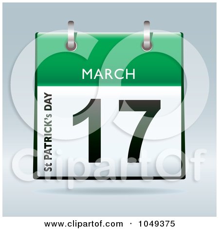 Royalty-Free (RF) Clip Art Illustration of a 3d Green St Patricks Day March 17 Flip Desk Calendar by michaeltravers