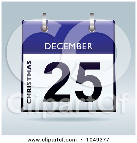 Royalty-Free (RF) Clip Art Illustration of a 3d Christmas December 25 Flip Desk Calendar by michaeltravers