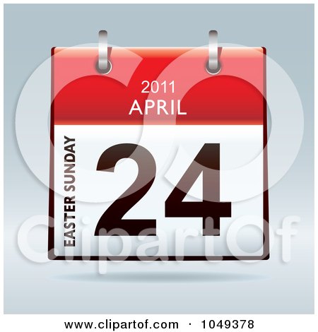 Royalty-Free (RF) Clip Art Illustration of a 3d Easter April 24 Flip Desk Calendar by michaeltravers