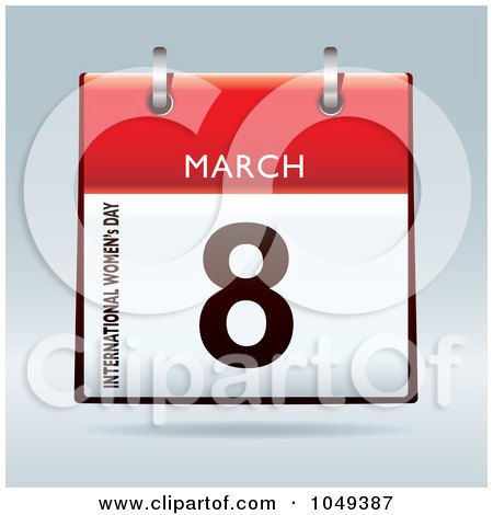 Royalty-Free (RF) Clip Art Illustration of a 3d International Womens Day March 8 Flip Desk Calendar by michaeltravers