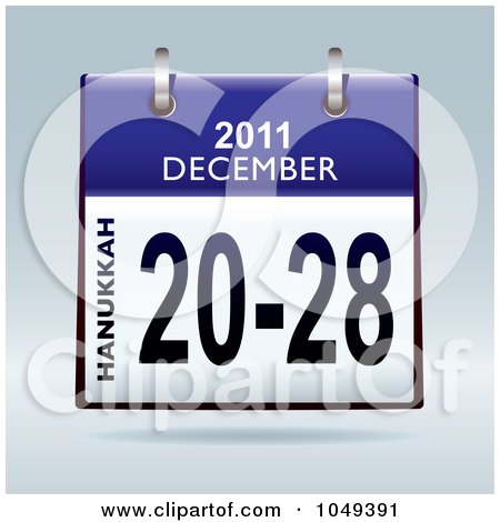 Royalty-Free (RF) Clip Art Illustration of a 3d Blue Hanukkah December 20-28 Flip Desk Calendar by michaeltravers