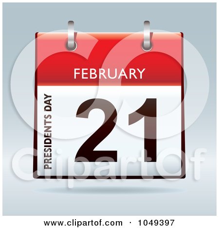 Royalty-Free (RF) Clip Art Illustration of a 3d Presidents Day February 21 Flip Desk Calendar by michaeltravers