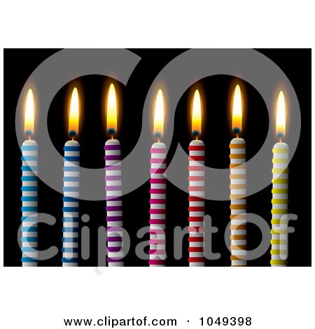 Royalty-Free (RF) Clip Art Illustration of 3d Colorful Striped Birthday Candles On Black - 2 by michaeltravers