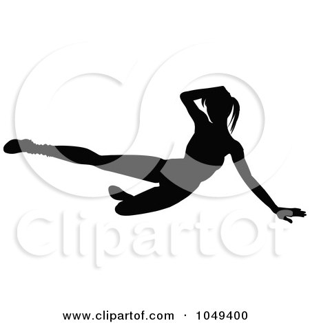 Royalty-Free (RF) Clip Art Illustration of a Silhouetted Fitness Woman In An Aerobics Pose - 2 by elaineitalia