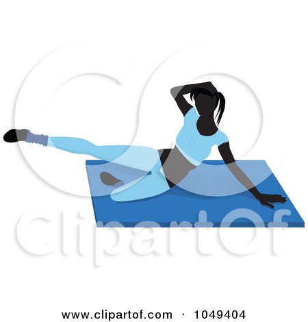 Royalty-Free (RF) Clip Art Illustration of a Fitness Woman Wearing Blue And Doing An Aerobics Pose On A Mat - 2 by elaineitalia